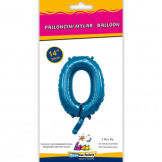 Palloncino Mylar numero “0" Blu 14 inch 35 cm