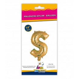 Palloncino mylar lettera “S” Oro 14 inch 35 cm