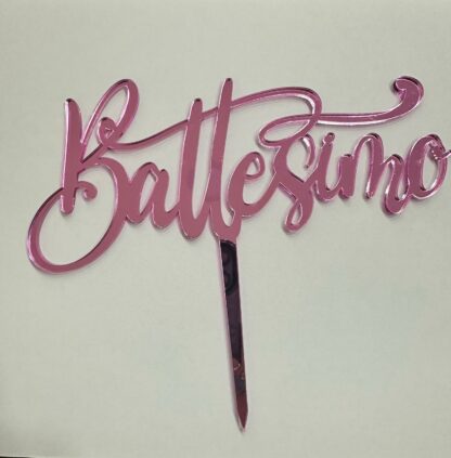 Cake Topper in plexiglass rosa-Battesimo