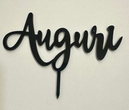 Cake Topper in plexiglass nero-Auguri