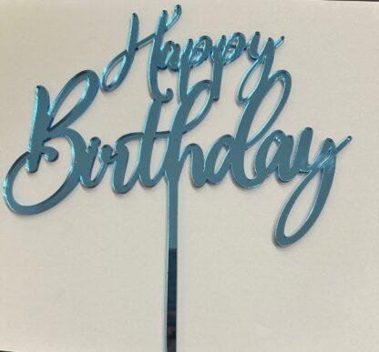 Cake Topper in plexiglass azzurro-Happy Birthday