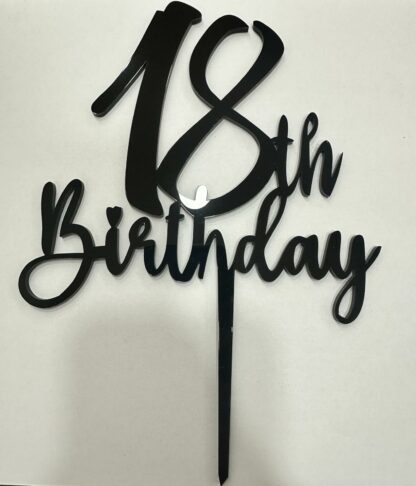 Cake Topper in plexiglass nero-18th Birthday