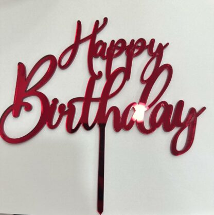 Cake Topper in plexiglass rosso-Happy Birthday