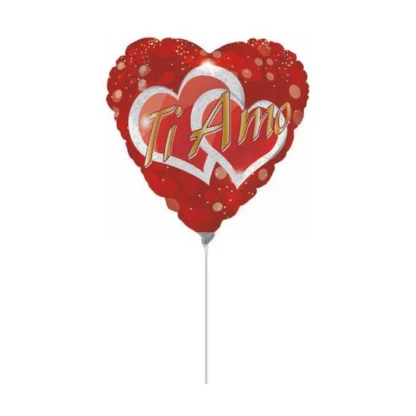 Mylar Ti Amo Glitter Heart minishape Pz.5