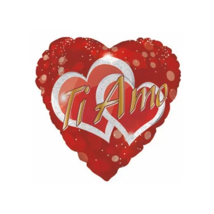 Mylar Ti Amo Glitter Heart Pz.1 Mylar Cuore 18" Cm.45 Glitter