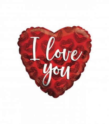 Mylar 18" Cuore con Baci I Love You-18"